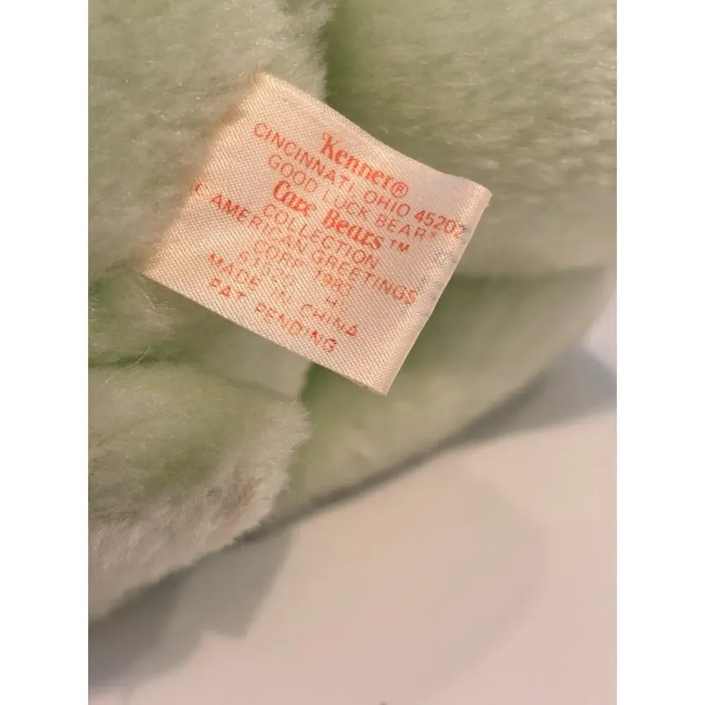 Vintage 1980s Kenner Good Luck Care Bear Green plush with Four Leaf Clover 13
